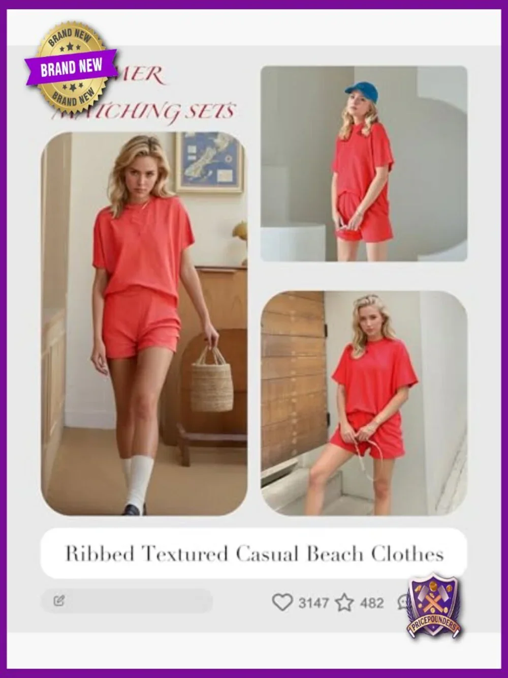 Women's 2 Piece Shorts Set Ribbed Lounge Matching Outfit
